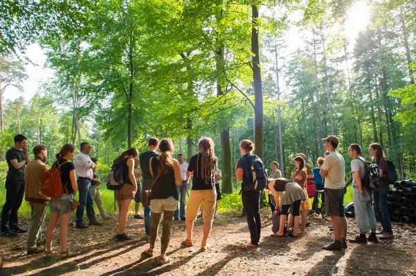 Studierende im Wald